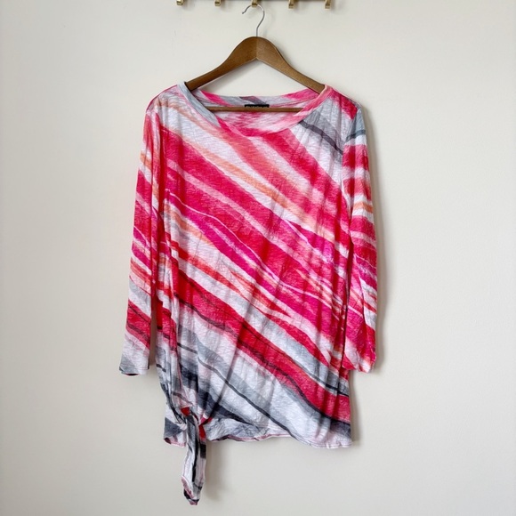 David Cline Crinkle T Shirt XXL Hot Side Tie Pink Striped - Picture 1 of 7